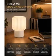 Abajur Canelado Moderno LED de Mesa para Quarto Sala Escritório com Lâmpada Inclusa