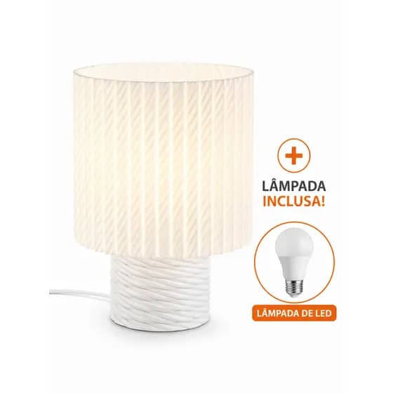Abajur Moderno de Mesa LED Decorativo para Quarto Sala Escritório com Lâmpada Inclusa
