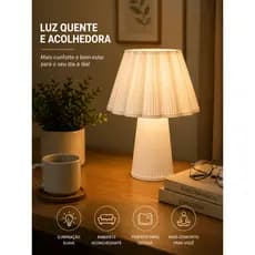 Abajur Plissado Moderno LED de Mesa para Quarto Sala Escritório com Lâmpada Inclusa