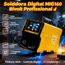 Soldadora Digital MIG160 160A Bivolt 5 em 1 | Profissional | Alta Precisão e Potência D13