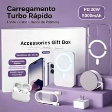 Carregador De iPhone 13/14/15 Fonte E Cabo Carregamento Rápido Turbo PD 20w E Banco de Potència 5000mAh -P2