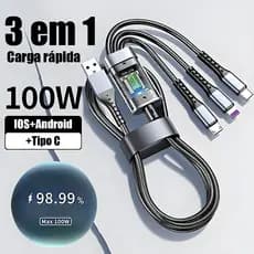 Cabo de dados três em um cabo de carregamento ultrarrápido para V8 Micro USB Tipo C 1.2m -A1