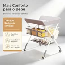 Trocador de Fralda Anatômico De Cômoda 5 Altura de Ajuste com Cabides e cestas de armazenamento -P17