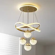 Lustre de Cristal 3 Cores, Lustre para Sala de Jantar e Quarto Moderno de Cristal 110V/220V -O16/O15