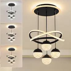 Lustre Moderno para Sala de Jantar e Quarto Cristal/Acrílico Bivolt 110V-220V LED 3 Cores -O16