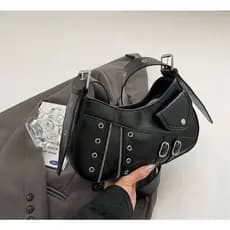 Nova Bolsa Transversal de Ombro com Rebite em Estilo Punk da Moda para Mulheres, Adequada para Uso Diário