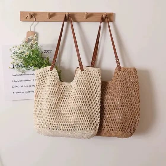 Nova bolsa de praia à beira-mar, bolsa de ombro de grande capacidade, bolsa de trançada