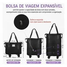 Bolsa De Viagem Multifuncional Mala Dobrável Grande Capacidade Impermeável Rodinhas