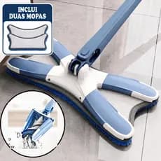 Mop Limpeza 360° Com Torção Esfregão Flat Mop Para Piso 2 Refis Microfibra