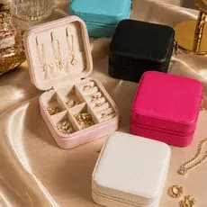 Kit 3/6 Porta Joias Compacto Viagem Organizador de Joias 10x10x5cm Pequeno Portátil 5 Cores