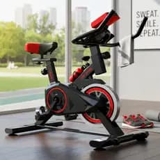 Bicicleta Ergométrica Spinning Fitness Profissional Ajustável Silenciosa Suporta Até 120kg Preto e Vermelho