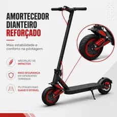 Patinete Elétrico Scooter 350W Dobrável 8.5 Polegadas Com Amortecedor  App Bluetooth Velocidade  Autonomia 25km Preto