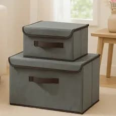Kit 2 Caixas Organizadoras Dobráveis TNT Multiuso Guarda Roupas Brinquedos e Objetos