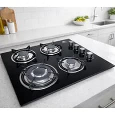 Cooktop 4 Bocas Vidro Temperado Preto Acendimento Automático Alta Potência Design Moderno Cozinha