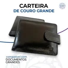 Carteira Couro Legítimo Multiuso Grande CNH RG Com Porta Moedas Compatível Com Documentos Grandes Preto Marrom