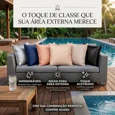 Capa de Almofada Impermeável Decorativa Área Externa Piscina Jardim Toque Acetinado