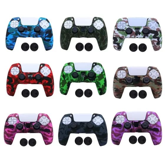 Capa Protetora Silicone Premium Estampa Camuflada Com Grips Para Controle Ps5 Dualsense