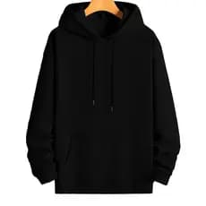 Blusa De Frio Moletom Canguru Algodão Promoção Preto Liso Sem Estampa Unissex