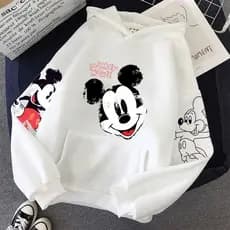 Moletom Canguru Feminino Estampado Mickey Mouse Blusa De Frio Confortável 100% Algodão
