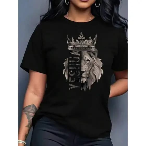 Camiseta Masculina Estampada Leão Yeshua Camisa Feminina 100% Algodão Premium Reforçado