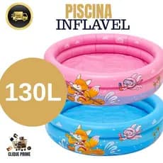 Piscina Inflável Infantil 130 Litros De Água Envio Rápido E Barato Azul Rosa
