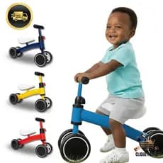 Bicicleta de Equilíbrio Infantil Bibi Bike Andador Sem Pedal 4 Rodas Aprender a Pedalar Rosa Azul Vermelho Amarelo