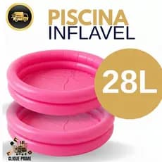 Piscina Infantil Inflável Bebê 26L 2 Anéis Rosa Banheirinha PVC 60x10cm Menino Praia Verão Promoção