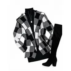 Casaco Xadrez Casaco Tricô Casaco Lanzinha Casaco  Casaco De Lã Blusa De Frio