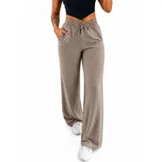 Kit 3 Calça Pantalona de Lanzinha Feminina Cintura Alta Com Bolso Para o Inverno