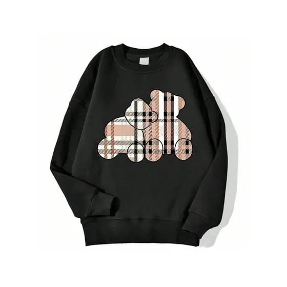 Moletom Feminino Masculina Blusa Agasalho Estampada Urso Xadrez Estilo Mulher Verão Blusão Largo Premium Exclus.
