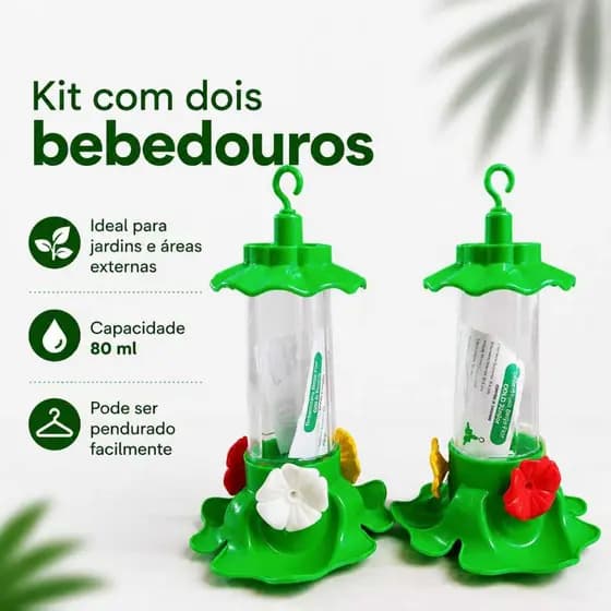 KIT COM DOIS BEBEDOUROS PARA BEIJA-FLOR. ÁGUA PARA PÁSSAROS