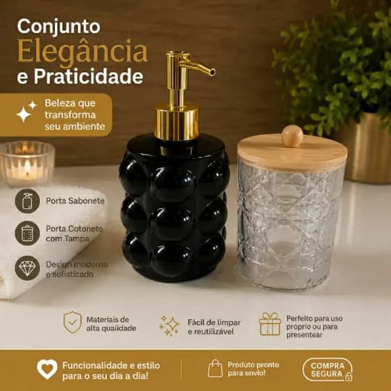 KIT PARA BANHEIRO- PORTA SABONETE LÍQUIDO+ ORGANIZADOR MULTIUSO.