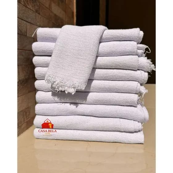 Kit 5 Panos de Chão PP 30x55cm | Alvejado Branco | Algodão