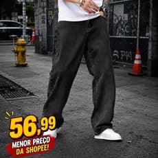 Calça Balão Jeans Masculina Bag Boca Larga Streetwear Estonada