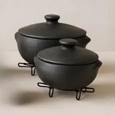 Panela de Barro Capixaba 2 e 3 Litros Para Moqueca e Pirão + Suportes