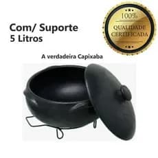 Panela de Barro Capixaba Para Moqueca 5 Litros + Suporte