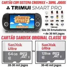 Cartão Original para Trimui Smart Pro com Sistema Crossmix e Roms Cartão Sandisk Original Classe 10