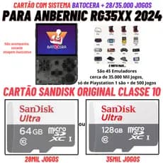 Cartão para Anbernic RG35xx 2024 com Sistema Batocera + 35mil Jogos Cartão Sandisk Original Classe 10