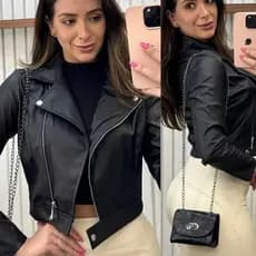 Jaqueta De Couro Feminina Com Ziper Inverno Elegante