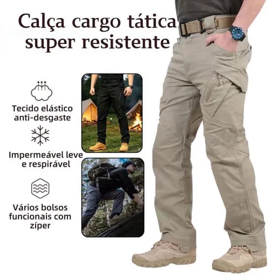 Calça Tática IX9 Masculina Calça Cargo Multibolsos, Resistente à Água e Desgaste, Caminhada Trabalho