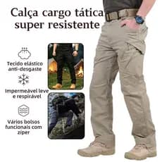 Calça Tática IX9 Masculina Calça Cargo Multibolsos, Resistente à Água e Desgaste, Caminhada Trabalho