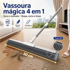 Mop Mágico Rodo de Silicone 50cm Pontos TPE Limpa Piso Banheiro Cozinha Sala 120/150cm