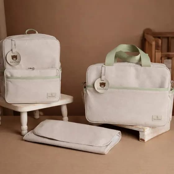 Kit Bolsa Maternidade Mala Mochila e Trocador 2 em 1 Ursinho