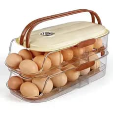 Suporte Para Ovos Geladeira , Organizador Transparente De Com Tampa E Alça , Automático Recipiente Bancada , Cozinha , E