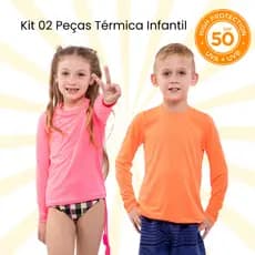 Kit 02 Camisa Termica Infantil e Juvenil UV Proteção Solar - 2 a 14 anos - Masculino e Feminina - Unissex  - Blusa UV
