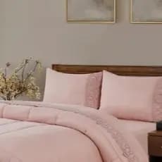 Jogo de Cama King com Bordado Inglês 4 Peças Toque de algodão