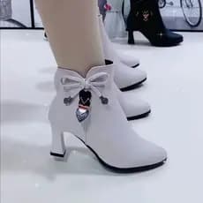 Botas de salto alto para mulheres 2023, botas de primavera e outono, novos sapatos femininos, botas de salto alto branca