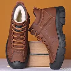 Botas de Inverno Masculinas de Veludo Espesso, Botas de Neve de Cano Alto para Exterior, Sapatos Casuais Impermeáveis, N