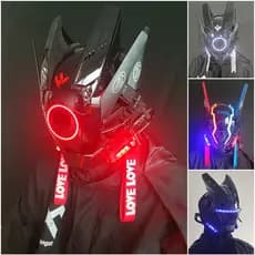 Máscara Cyberpunk Máscara Redonda de Luz Triângulo Trançado de Asa Triângulo Luz Festival de Música LED Sentido de