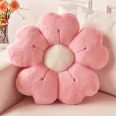 Almofada Macia De Pelúcia Com Flor De Margarida-Decorativa Aconchegante Para Cama E Sofá , Branco/Rosa , 13.7 Polegadas